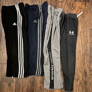 Boys size M 4 pairs of pants - under armour adidas